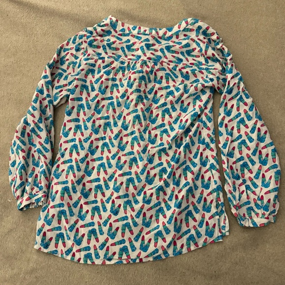 LILLY PULITZER-KISSY KISS LIPSTICK PRINT TUNIC BLOUSE SIZE XS - Picture 7 of 8